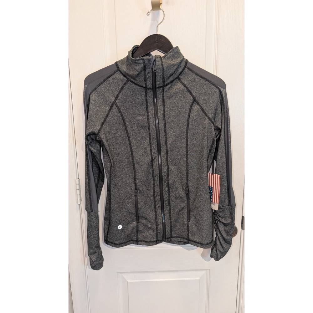 90 Degree by Reflex Women Gray Track Jacket S Full front Zip New